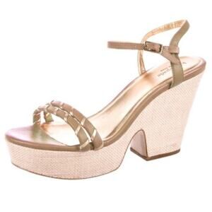 Kate Spade Leather Raffia Platform Sandal Size 10